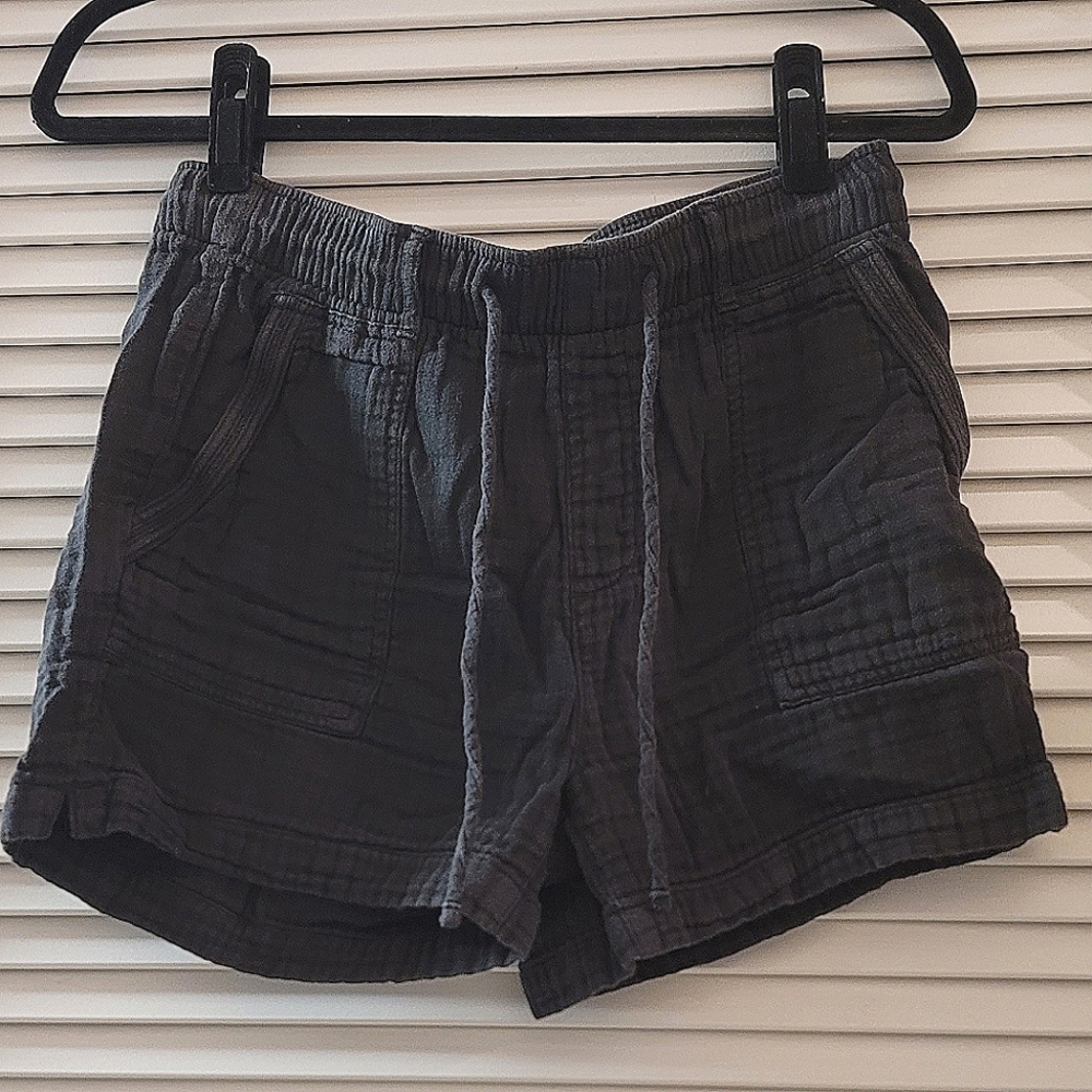 Old Navy - Casual Relaxed-Fit 100% Cotton Charcoal Grey Shorts With Pockets